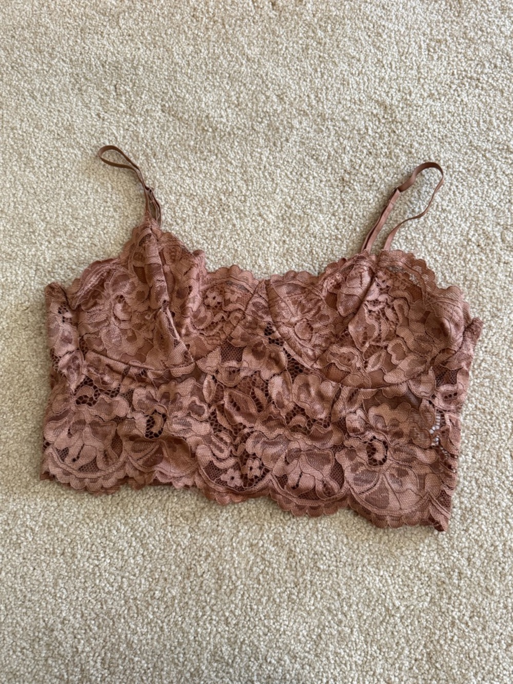 Lace Bralette Crop Top in Dusty Rose